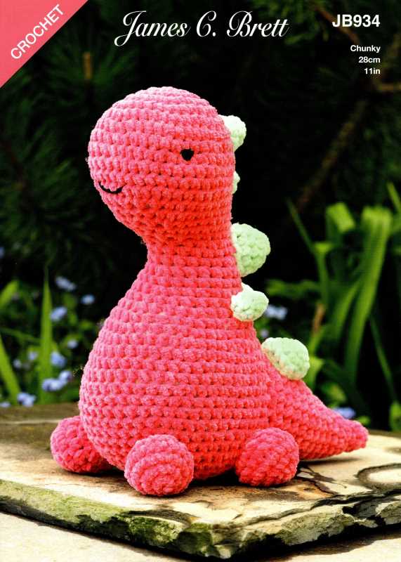 Crochet Pattern - James C Brett JB934 - Flutterby Chunky - Barney Brettosaurus